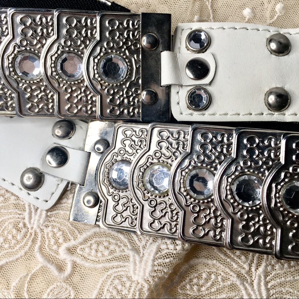 Cara New York Rhinestone Silver Stretch Belt L